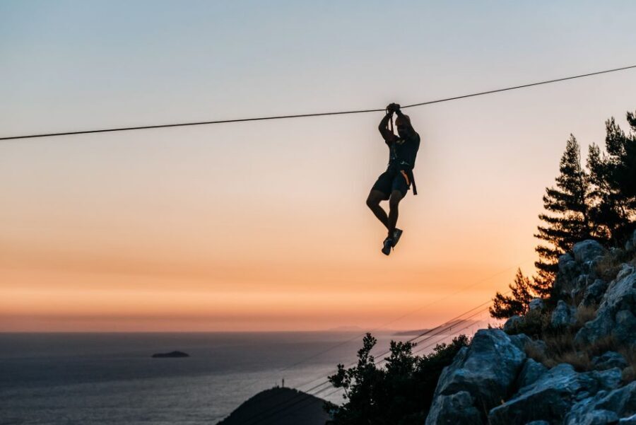 Dubrovnik: Sunset Zip Line Experience Followed by Wine - First zip line twice: enjoy the mandatory view pause