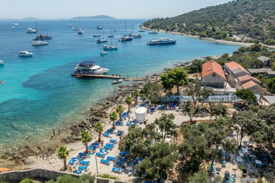 Split: Blue Lagoon 3 Islands All-Inclusive Cruise with Lunch - Čiovo stop (first swim break): snorkel-ready water and an easy beach vibe