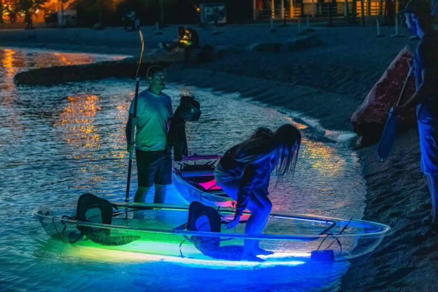 Split: Illuminated Evening Guided Kayaking Tour - Stobreč campsite beach: the calm start away from Split